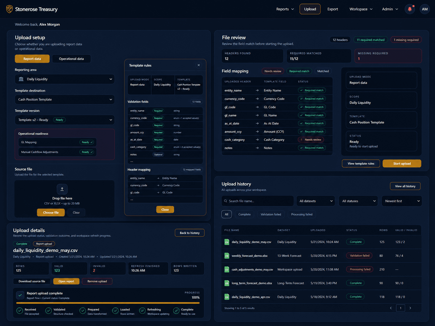 SLOS upload workflow screen